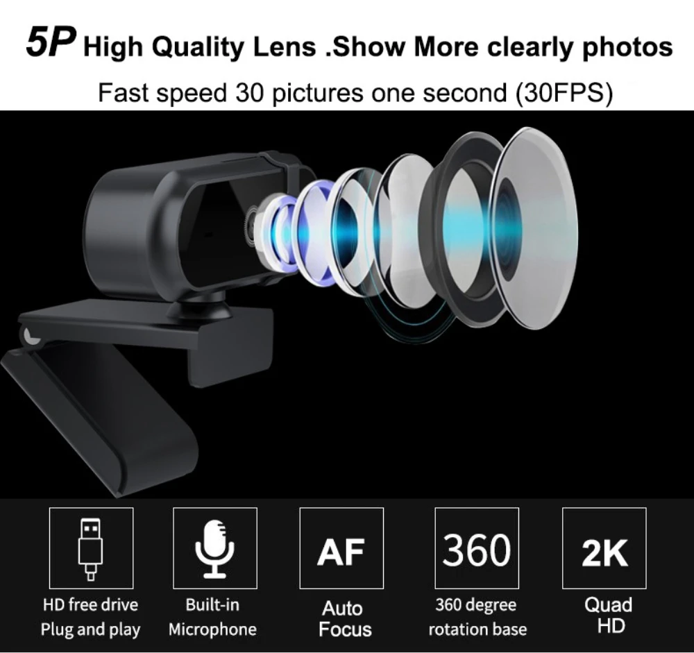 4K 2K Autofoucs Webcam 30fps F - Pc Gaming Fullset recension och pris