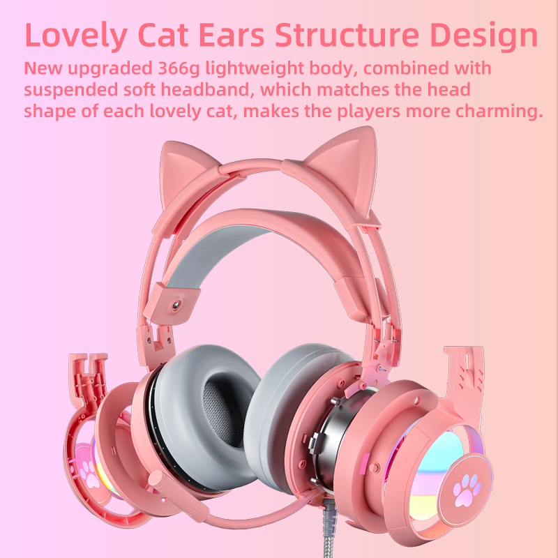 Cat Ear Gaming Headset Pink Cu - Pc Gaming Pink recension och pris