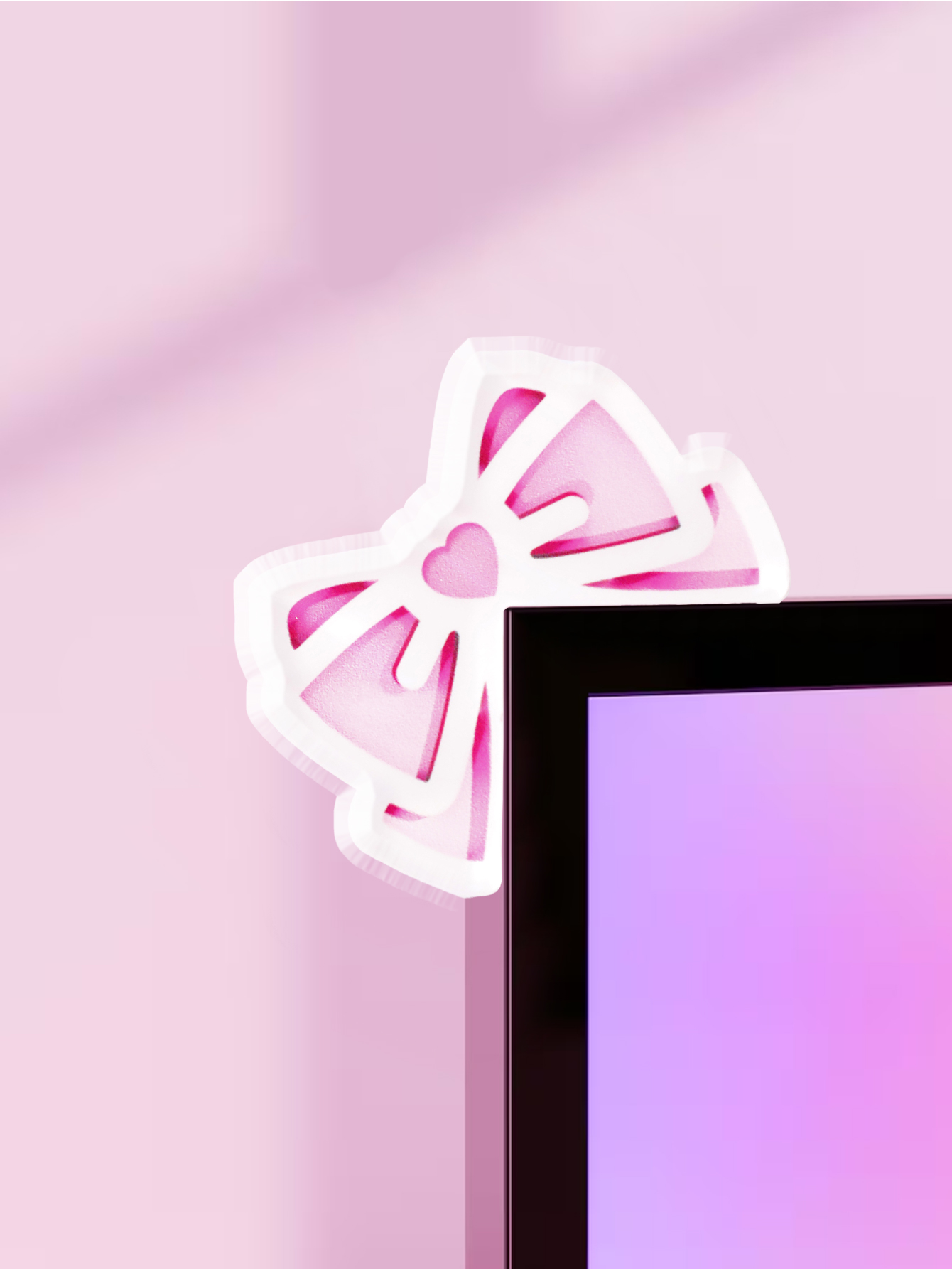 Kawaii Bow Monitor Decor Pink  - Pc Gaming Pink recension och pris
