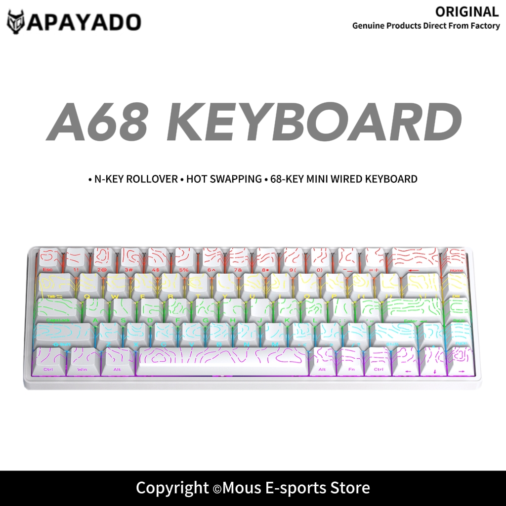 APAYADO A68 Wired Mechanical K - Pc Gaming Pink recension och pris