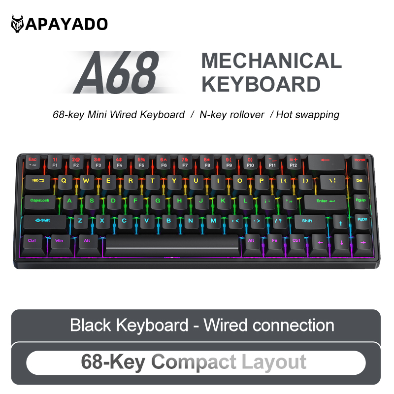 APAYADO A68 Wired Mechanical K - Pc Gaming Pink recension och pris